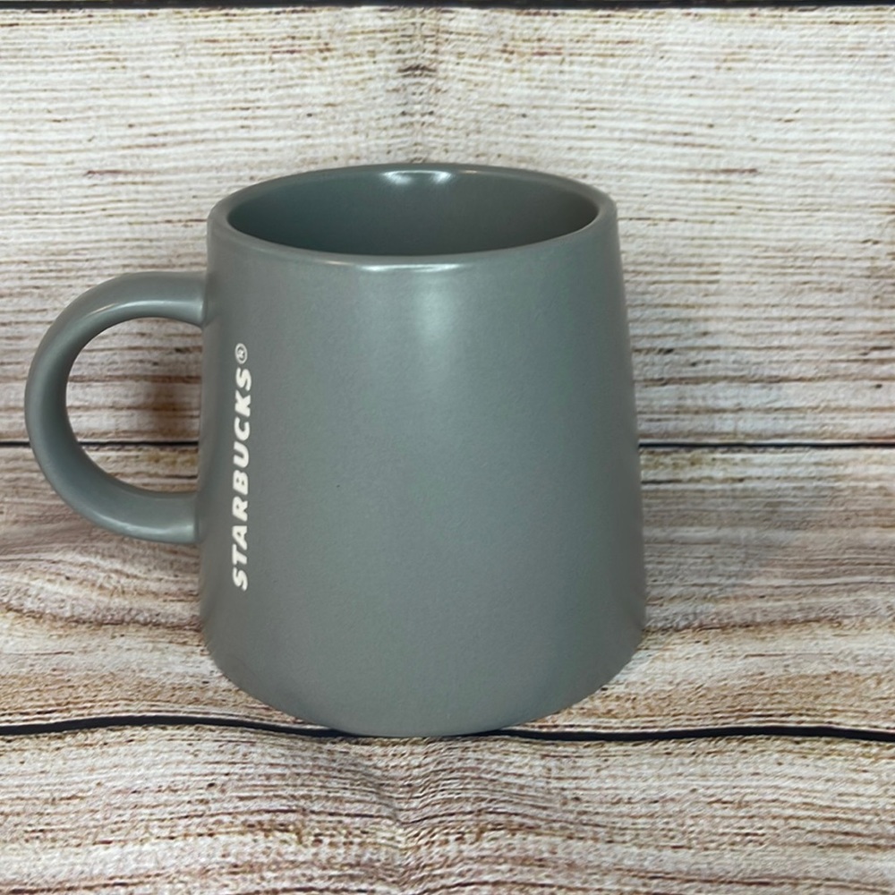 2013 Starbucks Medium (Slate) Gray Tapered/ Wide Base Embossed Mug